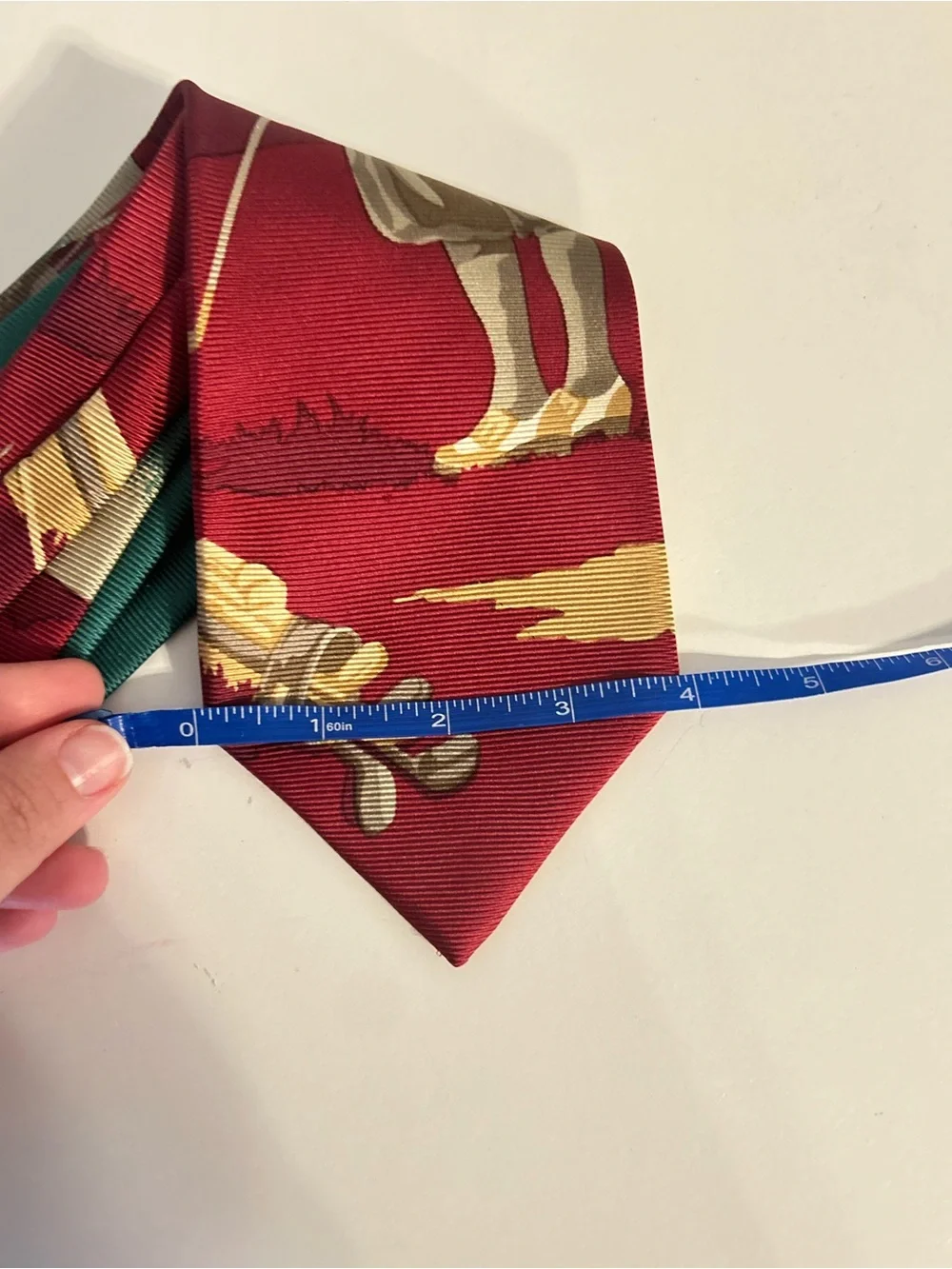 Vintage Men's Silk Novelty Golf Tie Burgundy Teal Beige Repp Rep Woven 1920’s